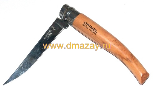 Нож филейный складной Opinel (ОПИНЕЛЬ) 1090 Olive (Оливковое дерево) Slim knife N°10 Gift set (Effile 10) с длиной лезвия 10 см